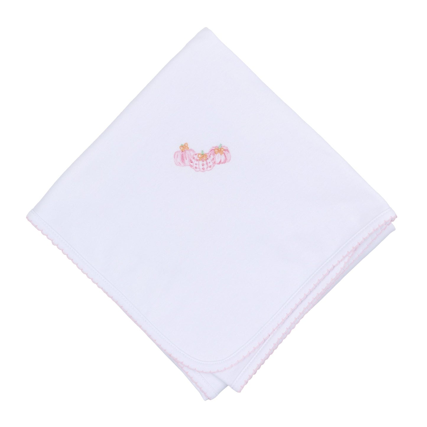 Precious Pumpkins Embroidered Receiving Blanket - Pink - Magnolia BabyReceiving Blanket