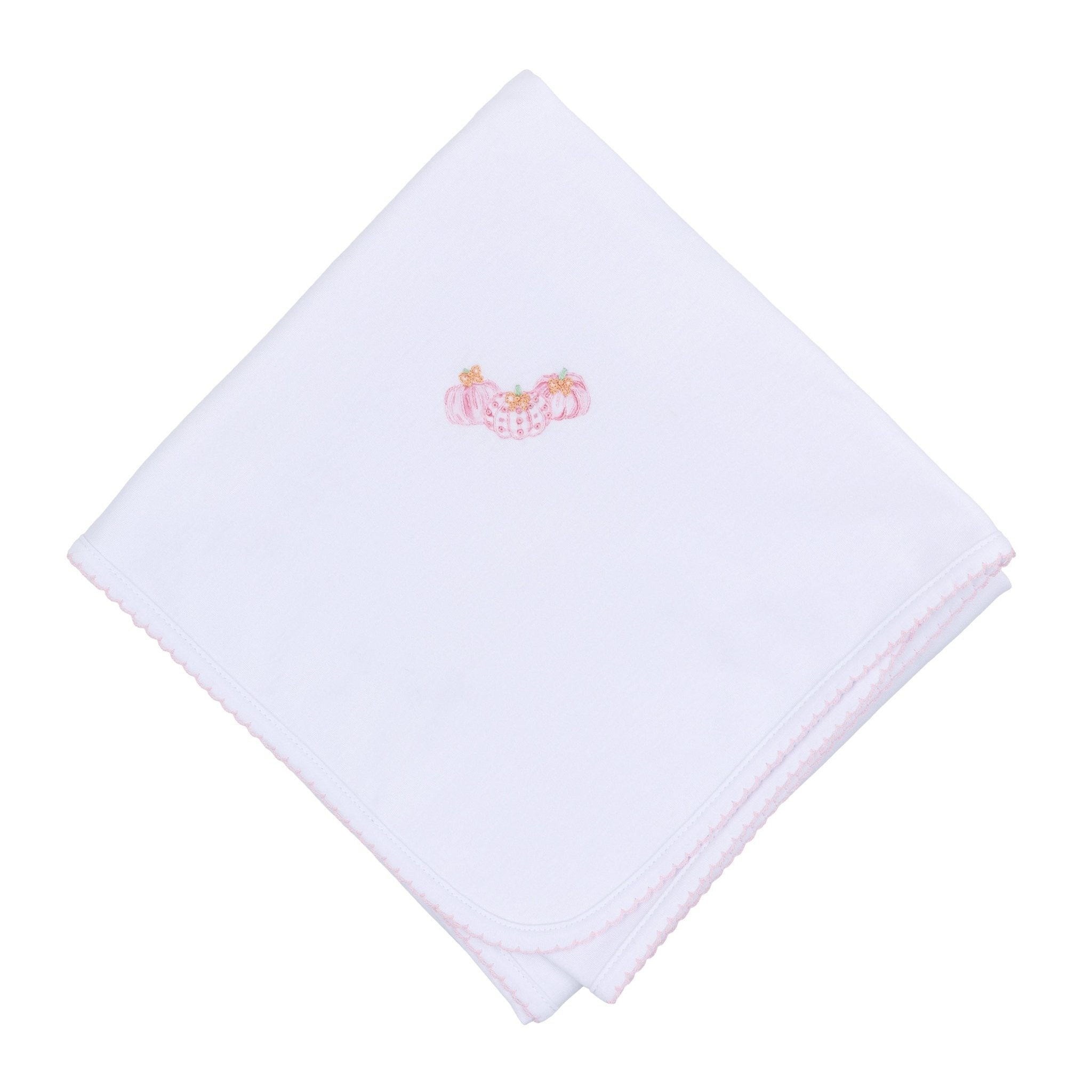 Precious Pumpkins Embroidered Receiving Blanket - Pink - Magnolia BabyReceiving Blanket