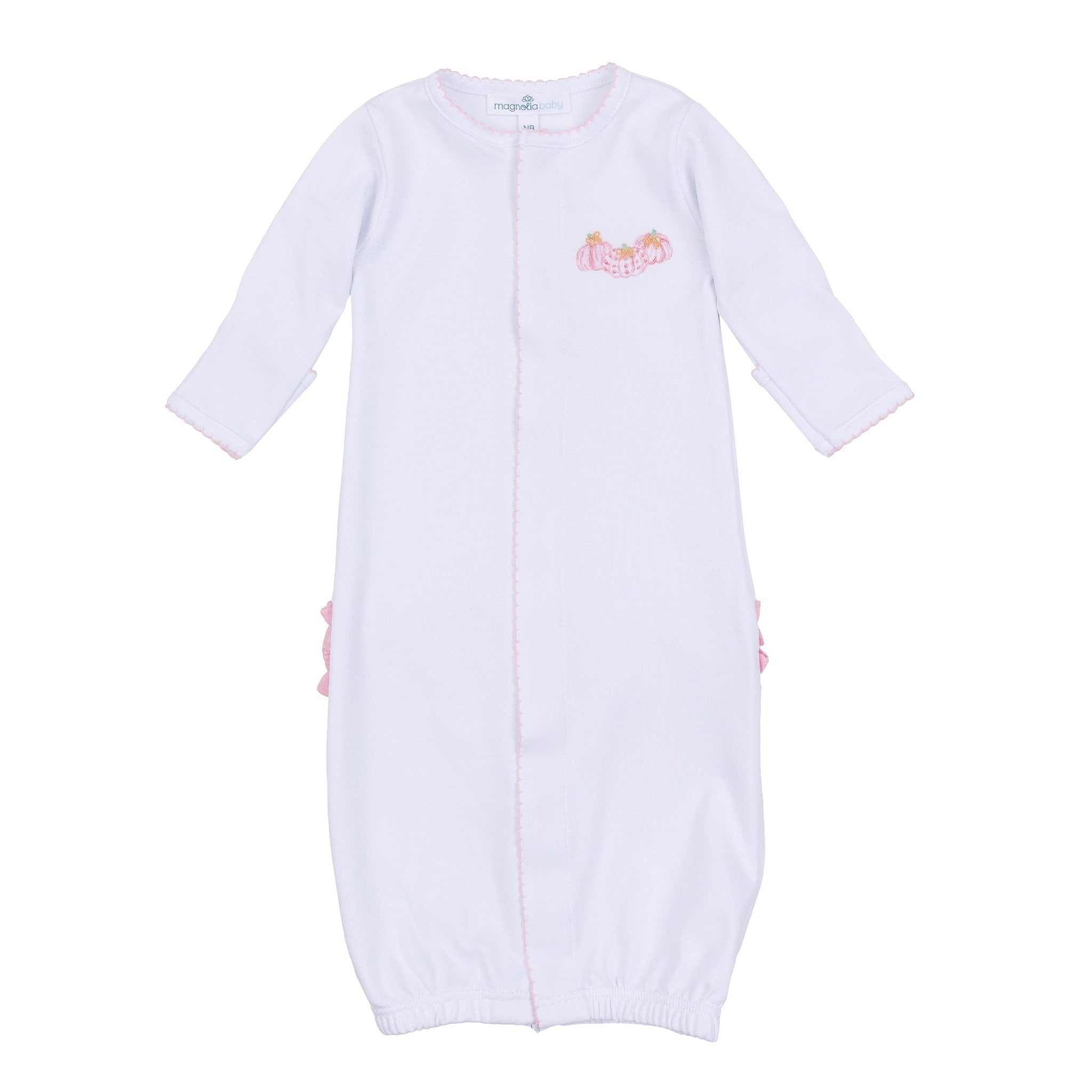 Precious Pumpkins Embroidered Ruffle Converter - Pink - Magnolia BabyConverter Gown