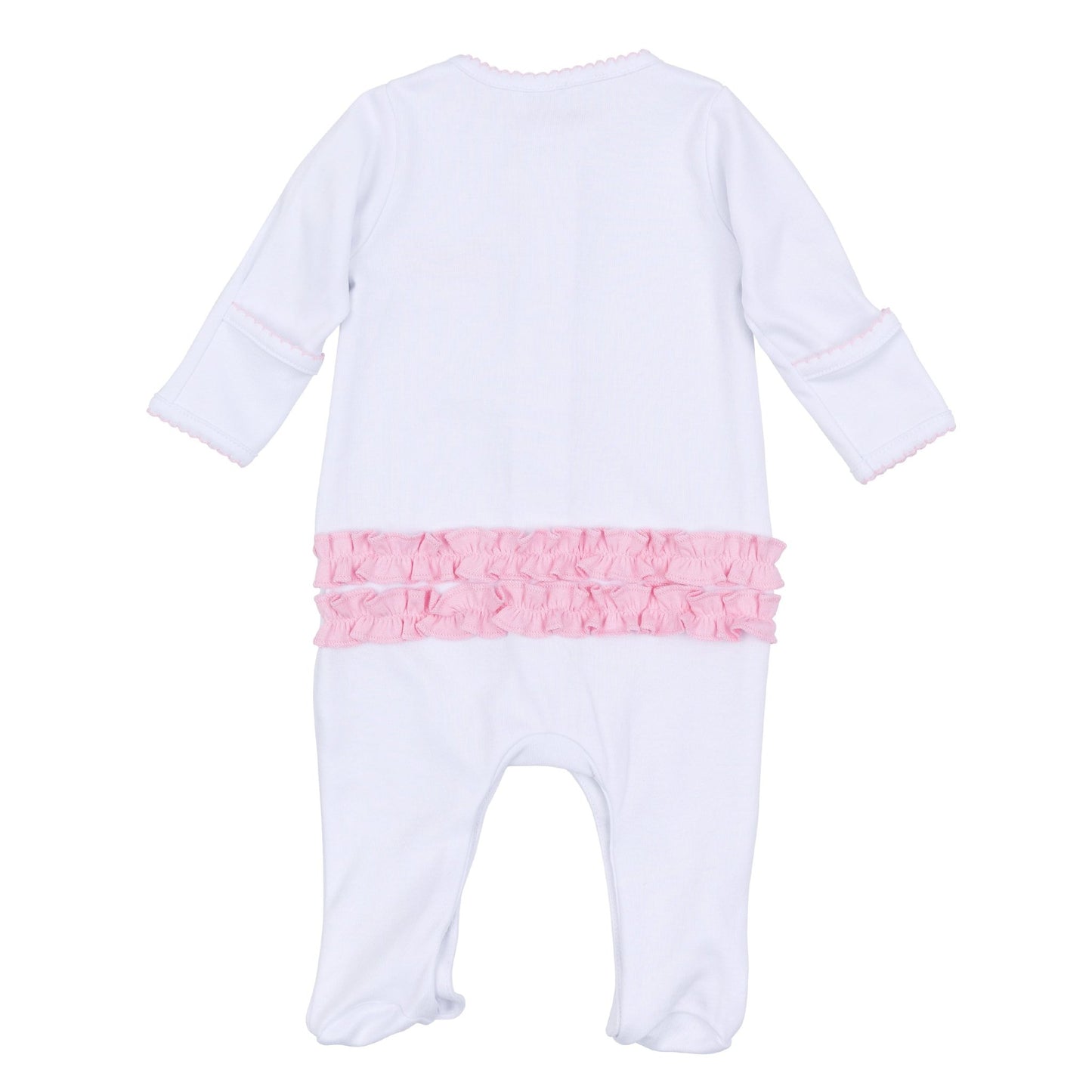 Precious Pumpkins Embroidered Ruffle Footie - Pink - Magnolia BabyFootie