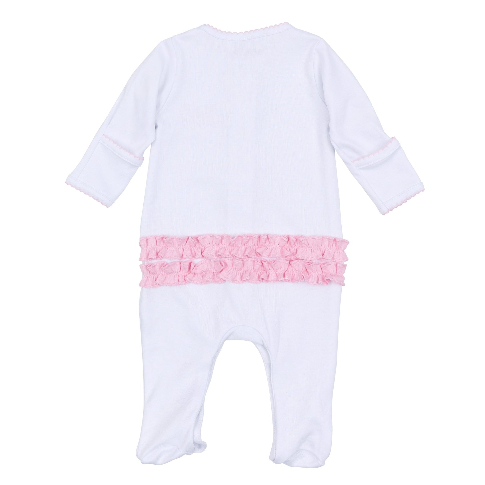 Precious Pumpkins Embroidered Ruffle Footie - Pink - Magnolia BabyFootie