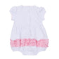 Precious Pumpkins Embroidered Ruffle Short Sleeve Bubble - Pink - Magnolia BabyBubble