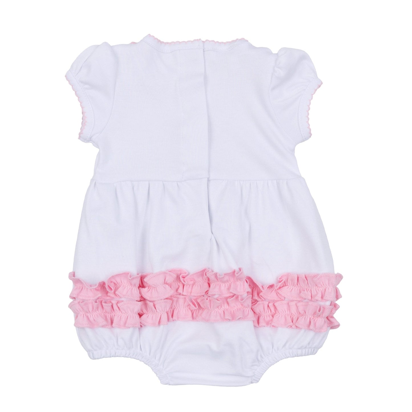 Precious Pumpkins Embroidered Ruffle Short Sleeve Bubble - Pink - Magnolia BabyBubble