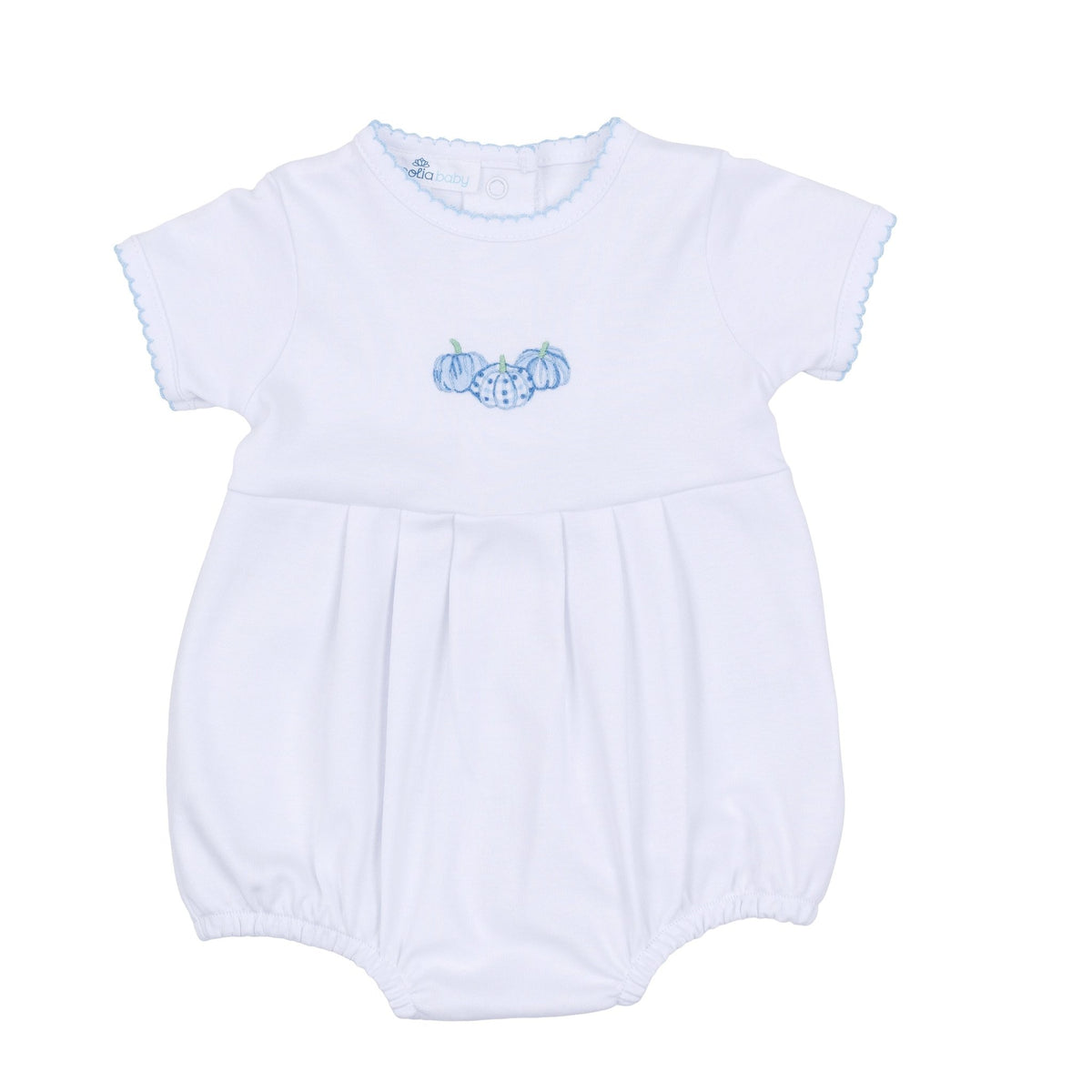 Precious Pumpkins Embroidered Short Sleeve Bubble - Light Blue - Magnolia BabyBubble