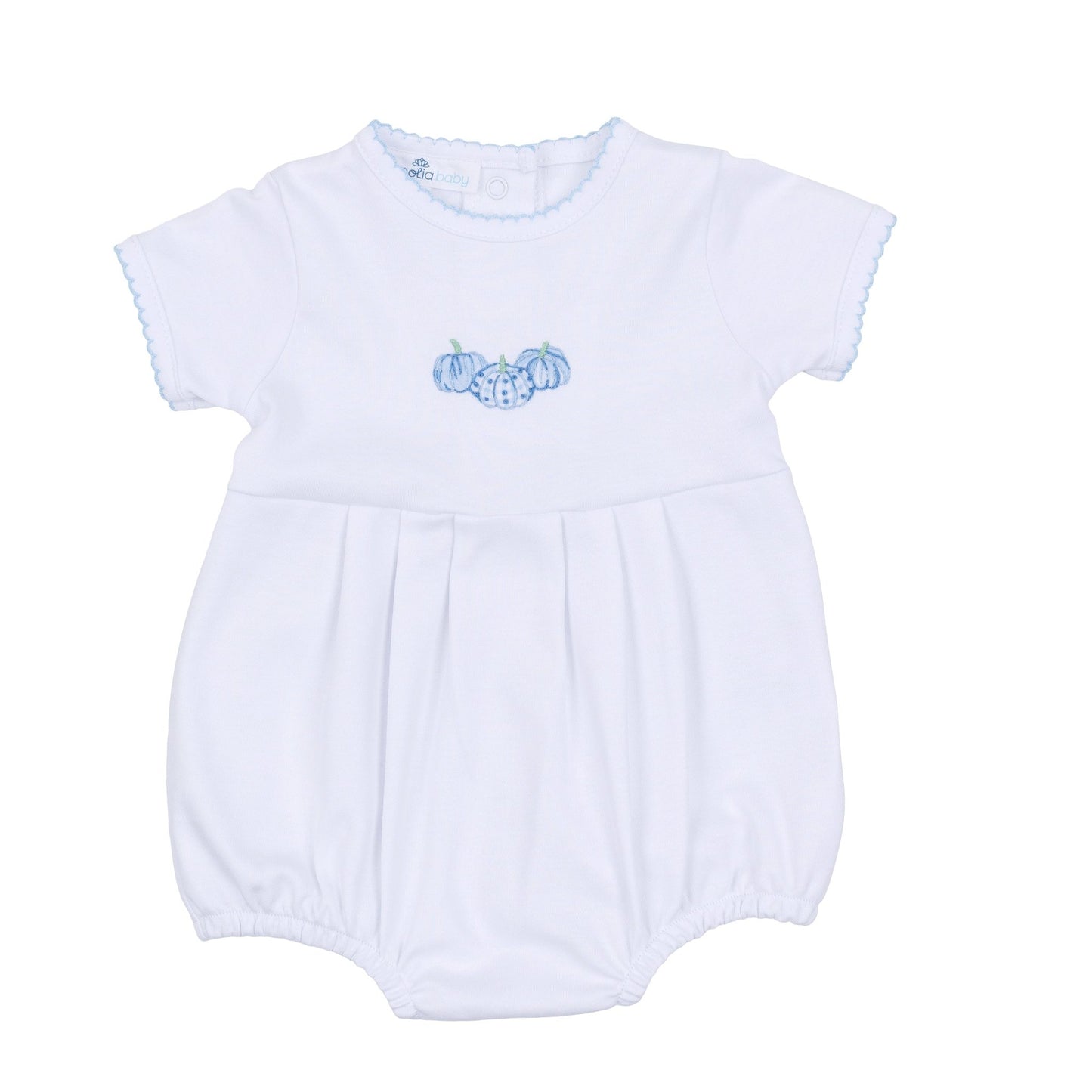 Precious Pumpkins Embroidered Short Sleeve Bubble - Light Blue - Magnolia BabyBubble