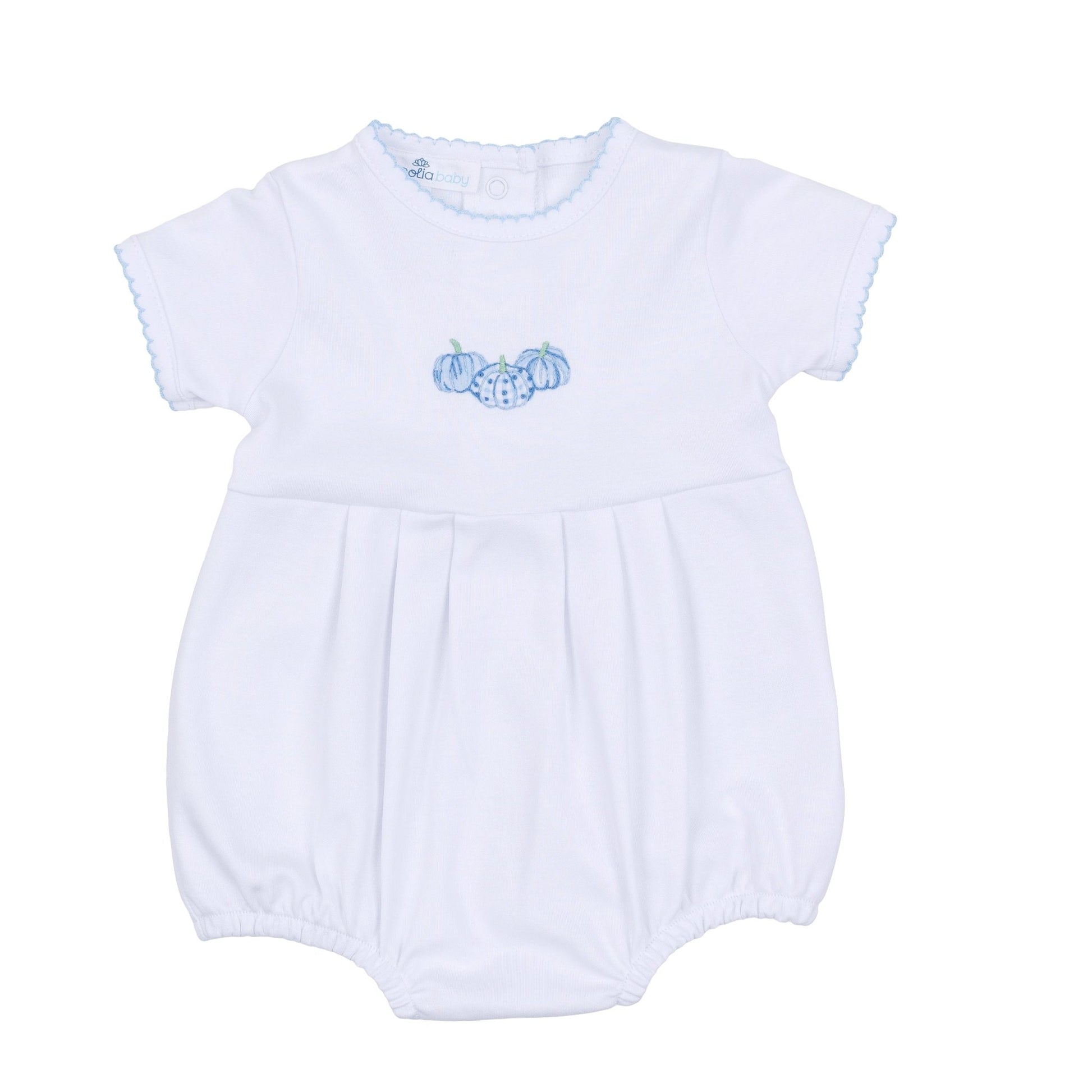 Precious Pumpkins Embroidered Short Sleeve Bubble - Light Blue - Magnolia BabyBubble