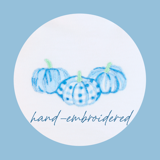 Precious Pumpkins Embroidered Short Sleeve Bubble - Light Blue - Magnolia BabyBubble