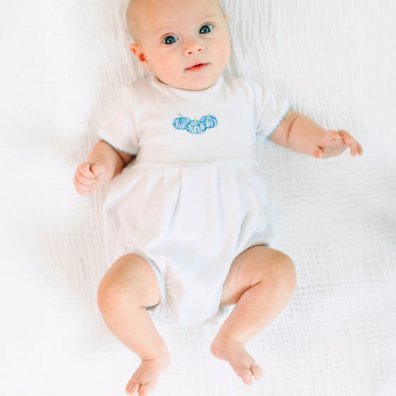 Precious Pumpkins Embroidered Short Sleeve Bubble - Light Blue - Magnolia BabyBubble