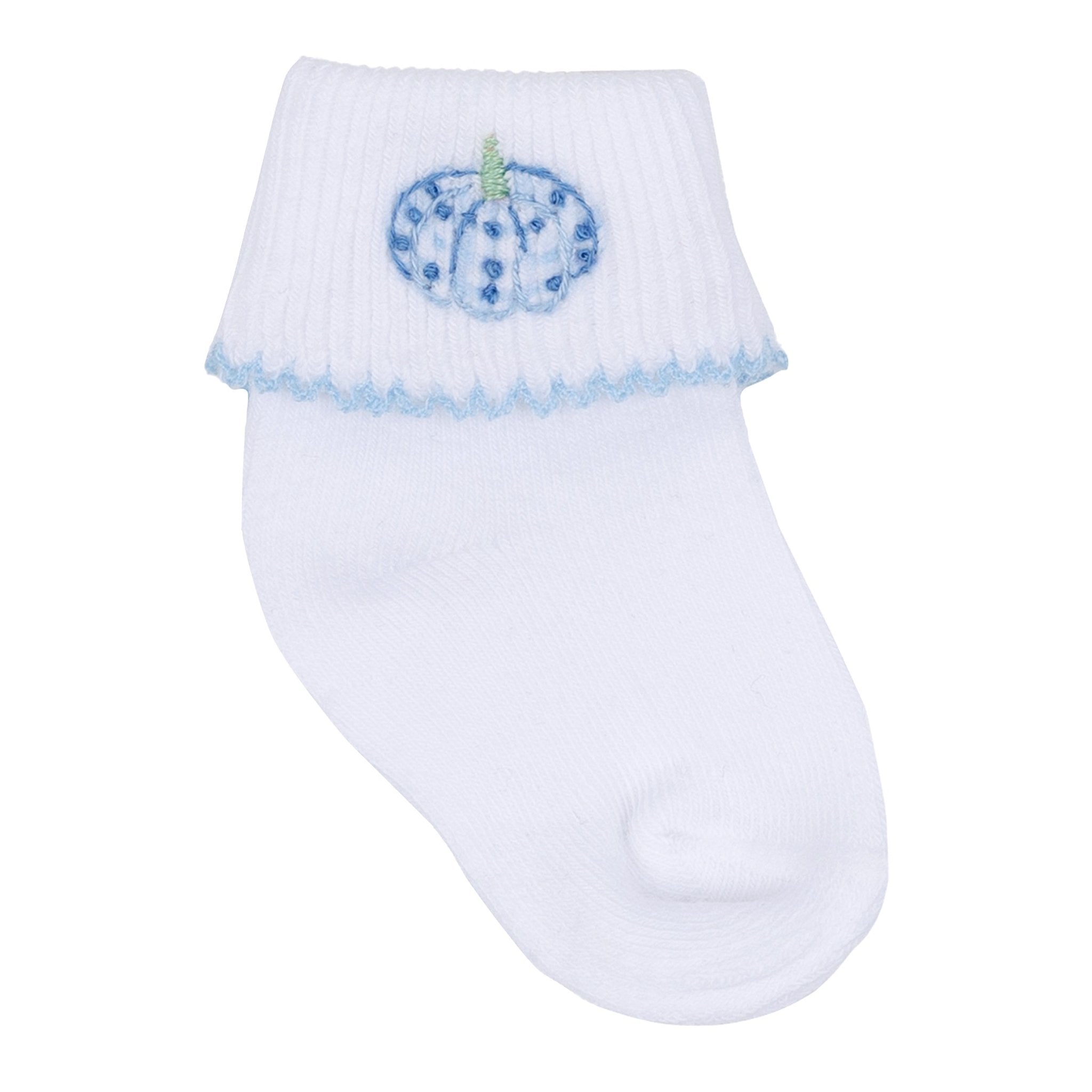 Precious Pumpkins Embroidered Socks - Light Blue - Magnolia BabySocks
