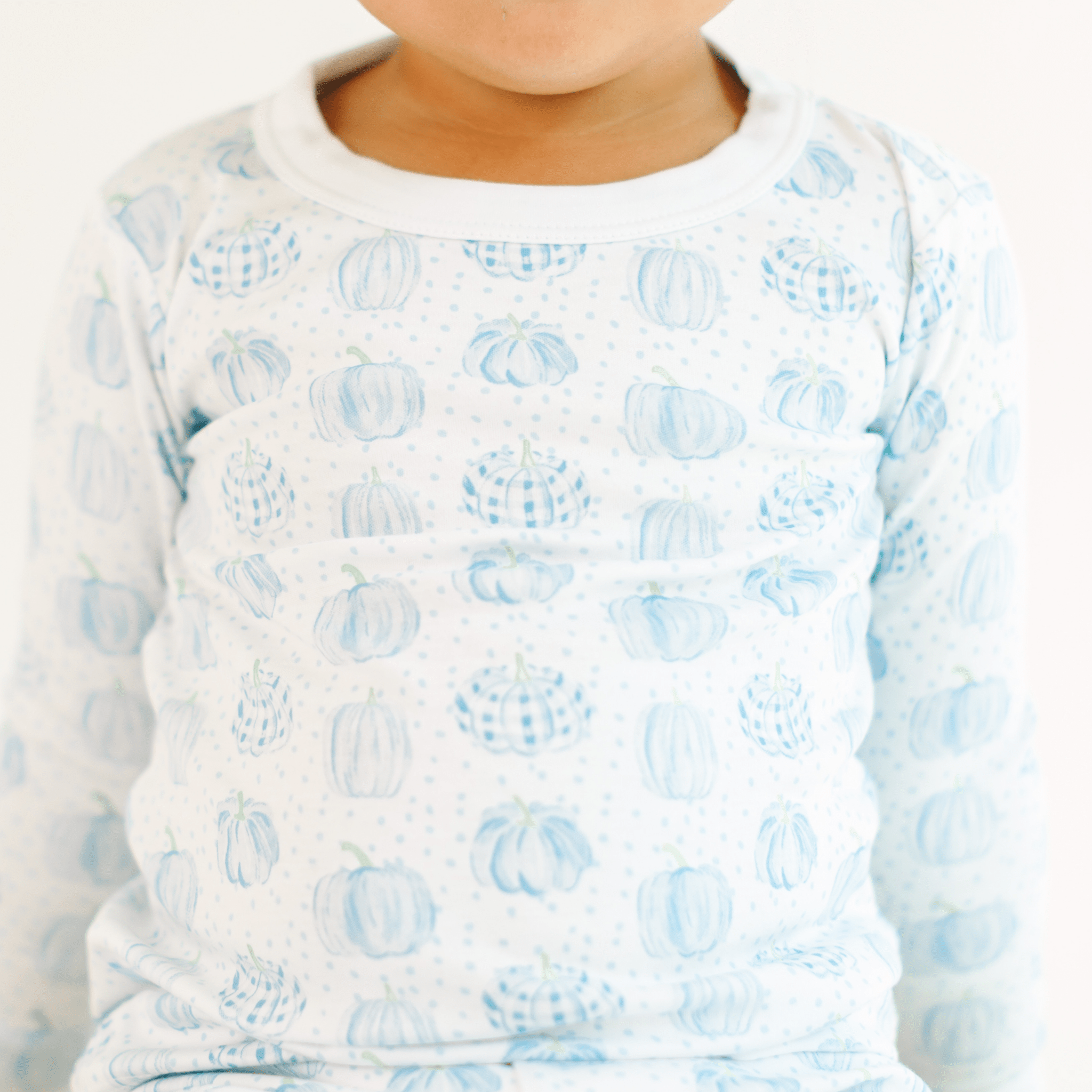 Precious Pumpkins Long Pajamas - Light Blue - Magnolia BabyLong Pajamas