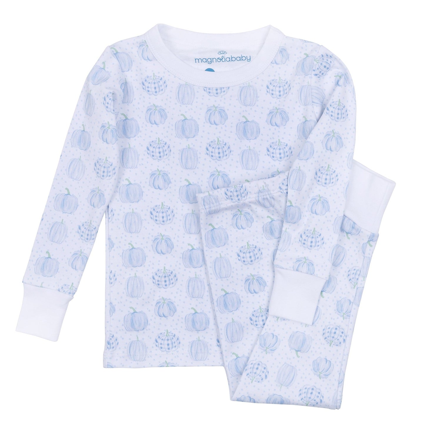 Precious Pumpkins Long Pajamas - Light Blue - Magnolia BabyLong Pajamas