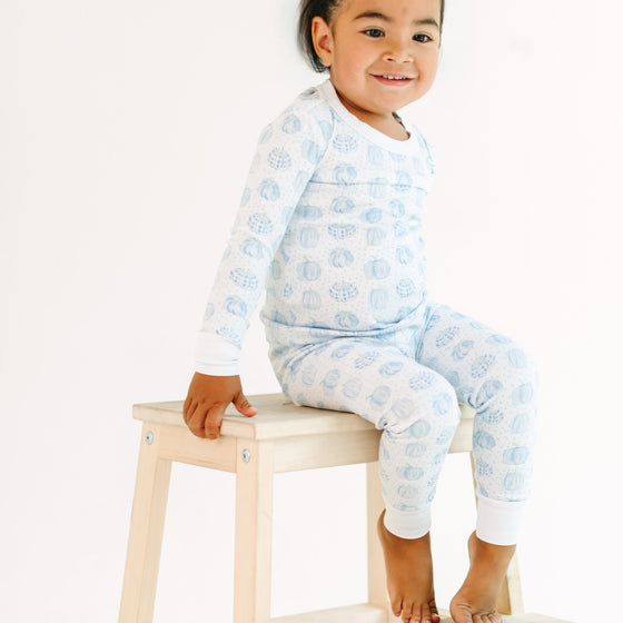 Precious Pumpkins Long Pajamas - Light Blue - Magnolia BabyLong Pajamas