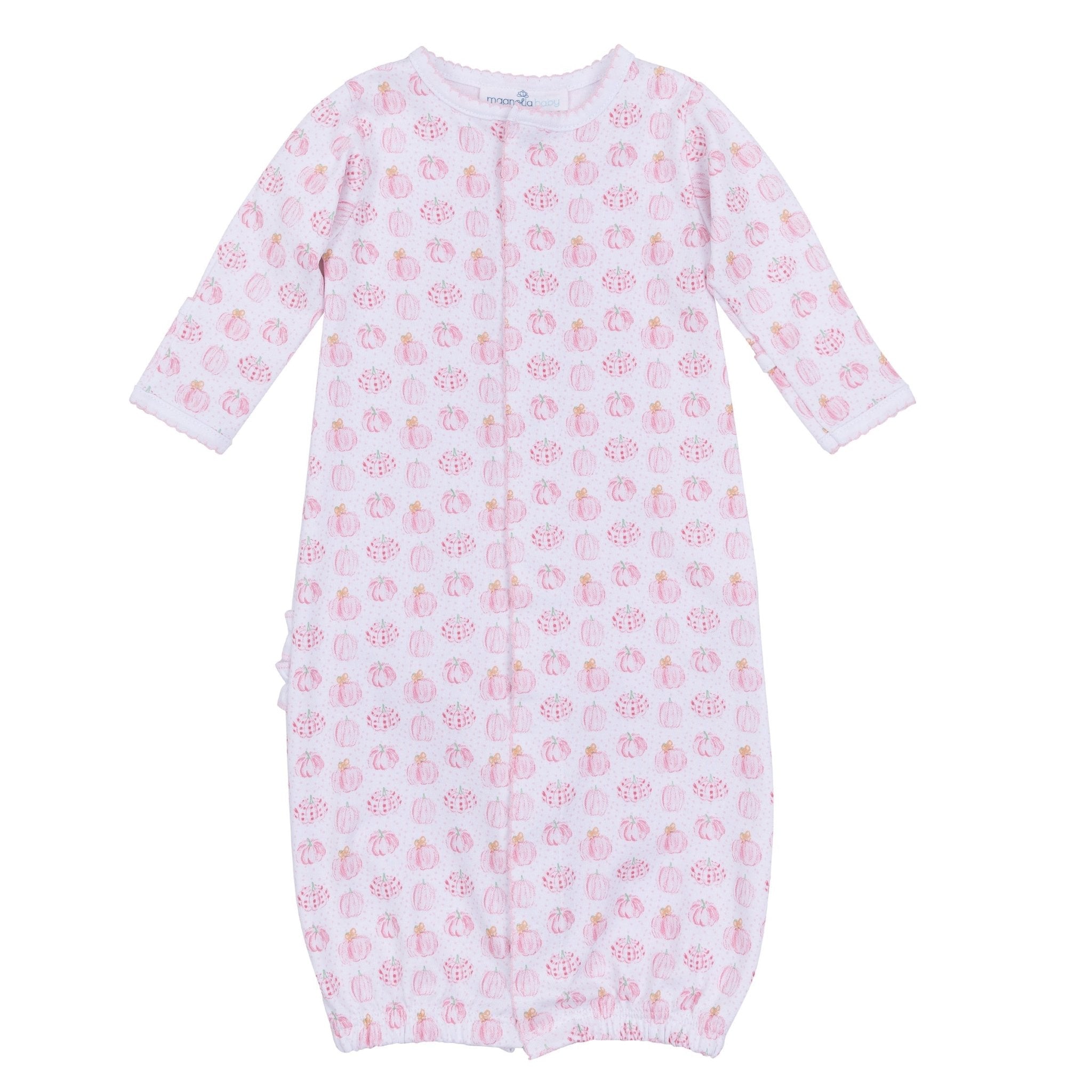 Precious Pumpkins Print Ruffle Converter - Pink - Magnolia BabyConverter Gown