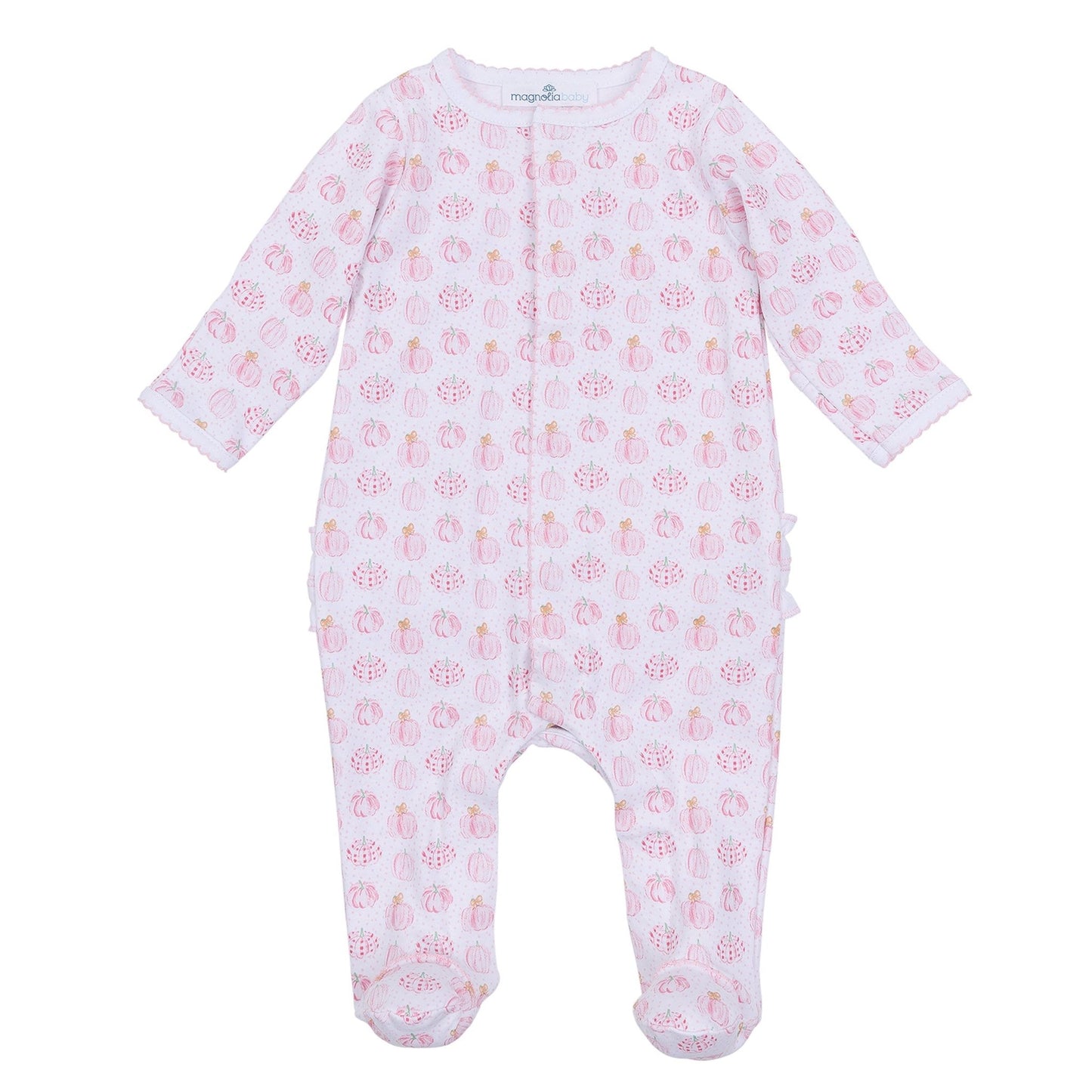 Precious Pumpkins Print Ruffle Footie - Pink - Magnolia BabyFootie