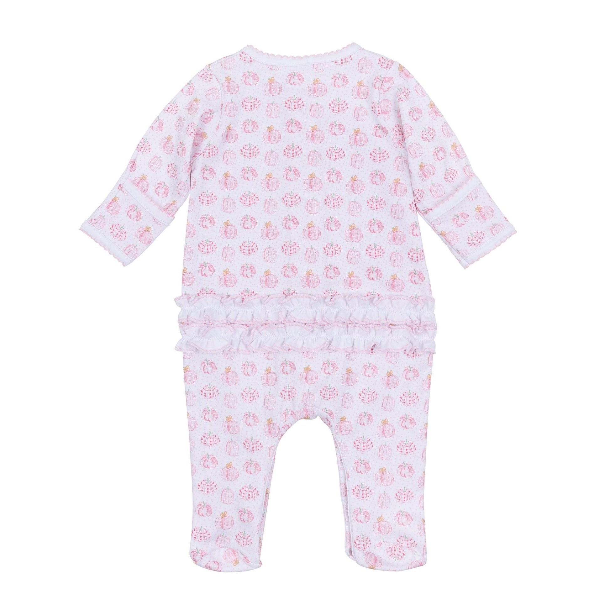 Precious Pumpkins Print Ruffle Footie - Pink - Magnolia BabyFootie