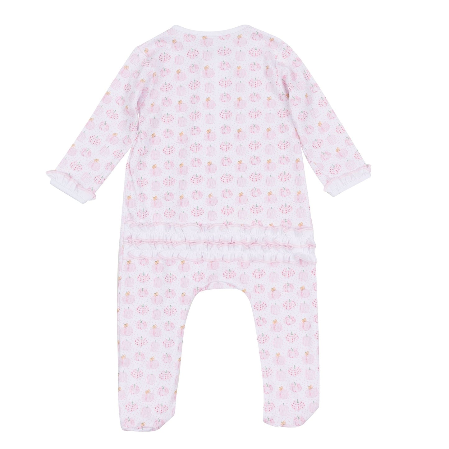 Precious Pumpkins Print Ruffle Zip Footie - Pink - Magnolia BabyFootie