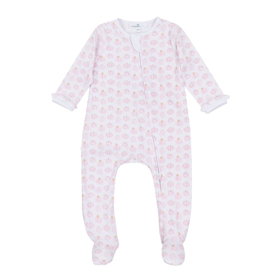 Precious Pumpkins Print Ruffle Zip Footie - Pink - Magnolia BabyFootie