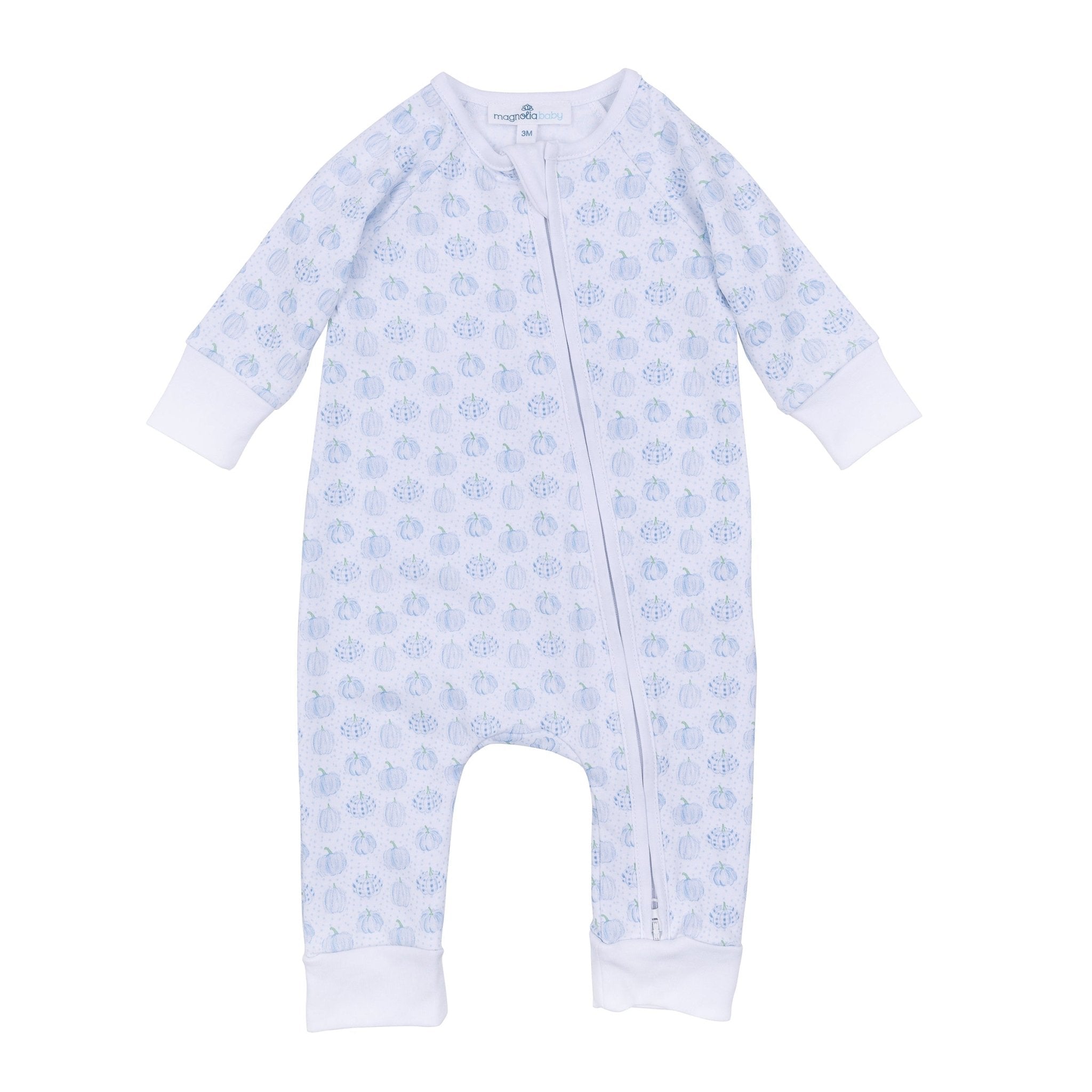 Precious Pumpkins Print Zip Playsuit - Light Blue - Magnolia BabyPlaysuit