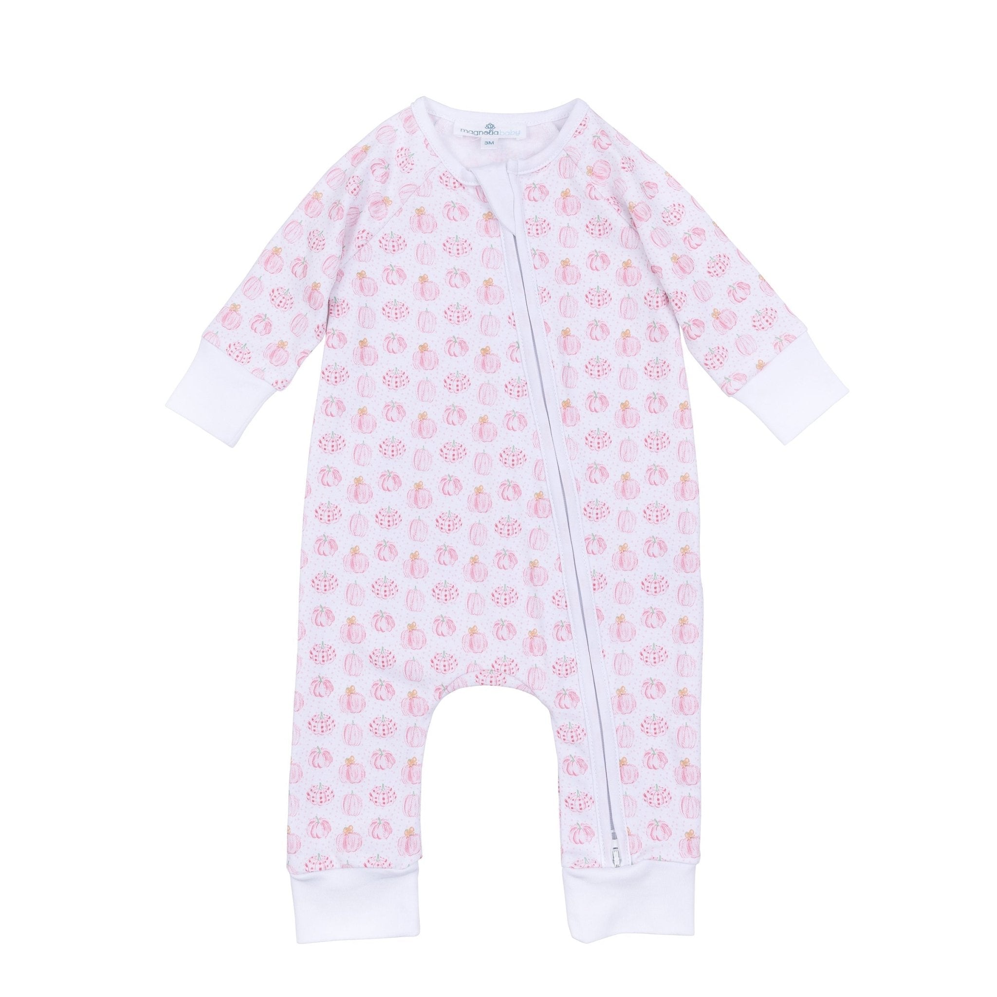 Precious Pumpkins Print Zip Playsuit - Pink - Magnolia BabyPlaysuit