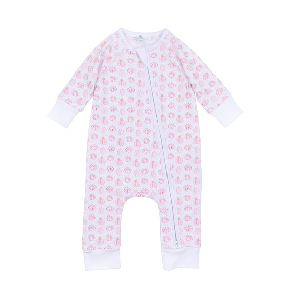 Precious Pumpkins Print Zip Playsuit - Pink - Magnolia BabyPlaysuit