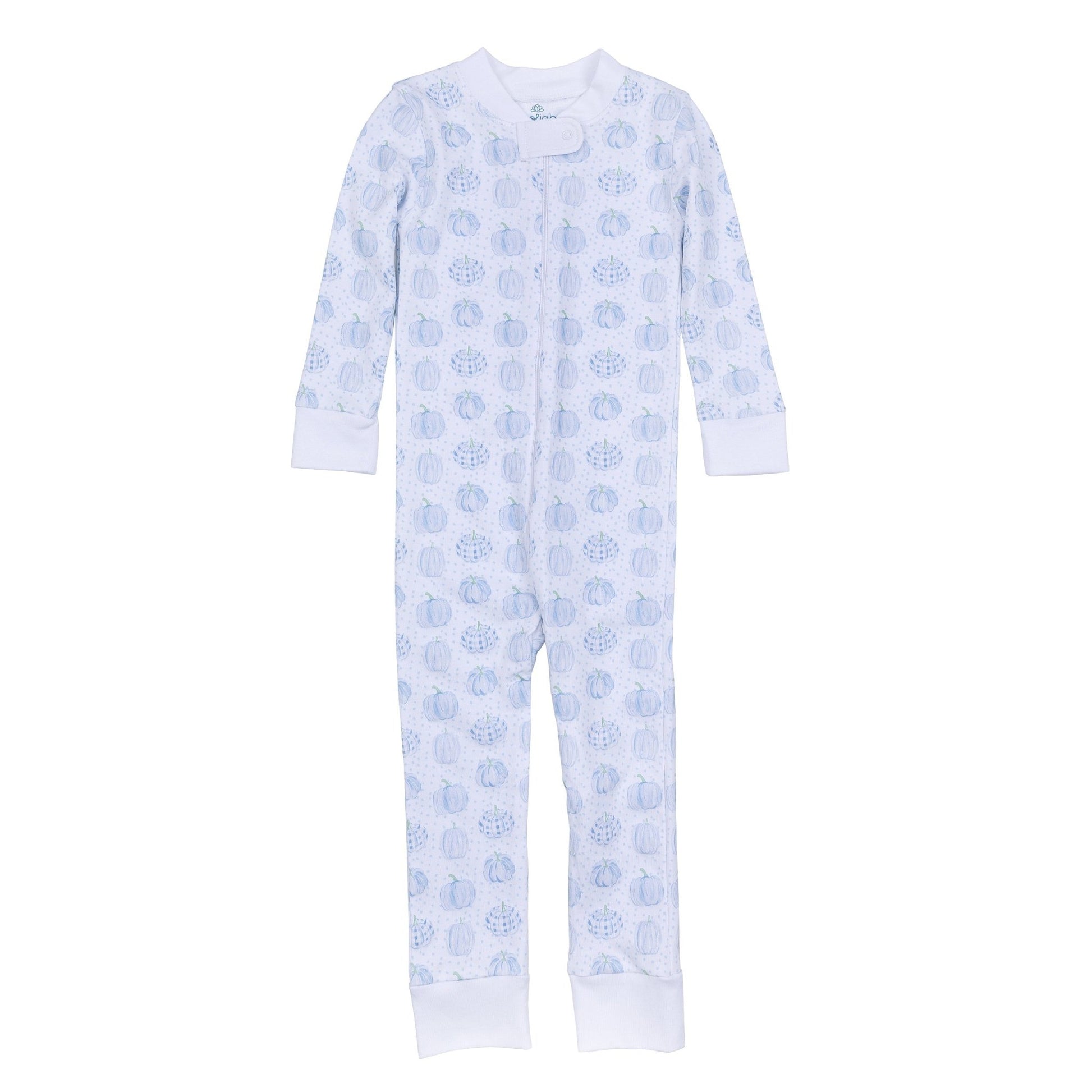 Precious Pumpkins Zip Pajamas - Light Blue - Magnolia BabyZipper Pajamas