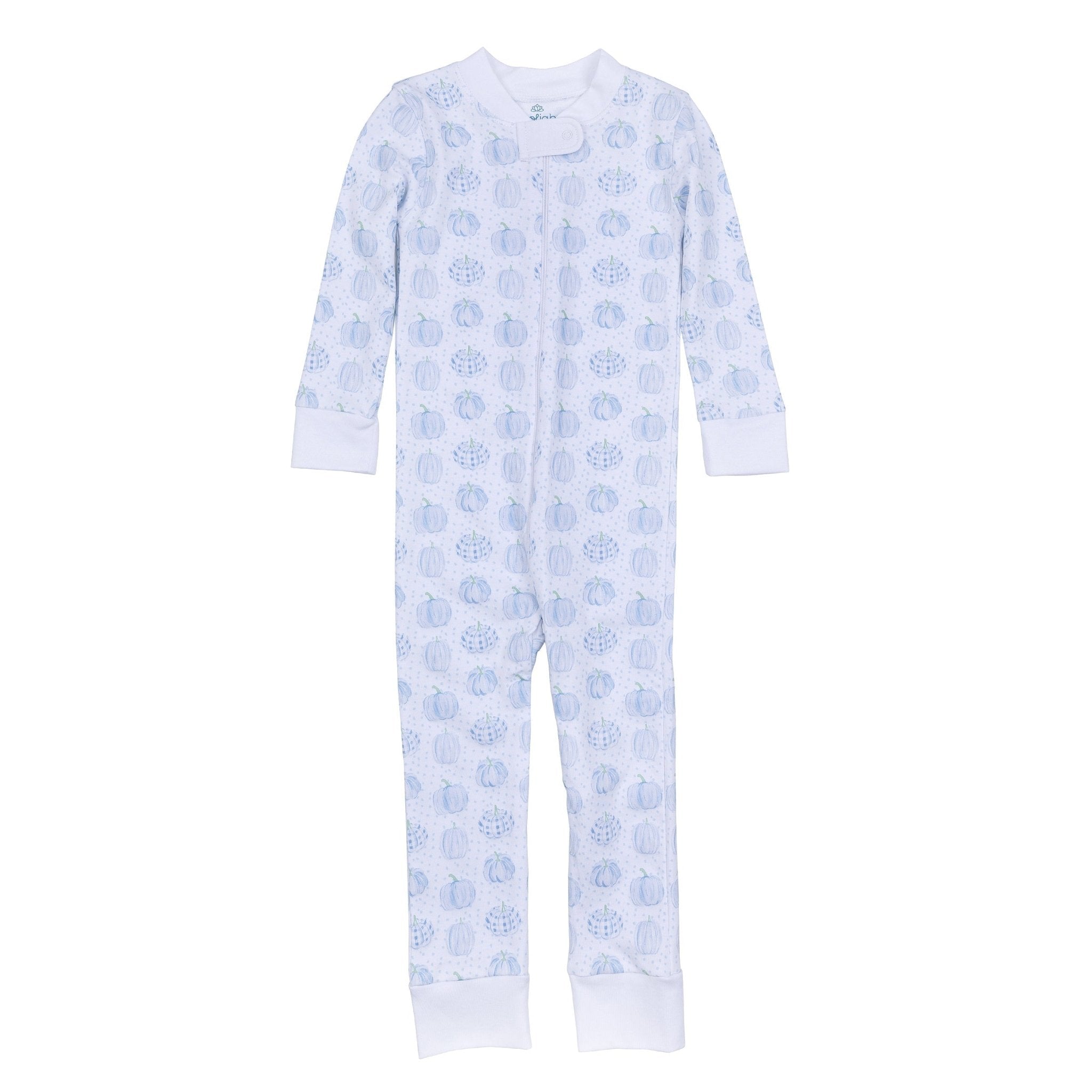 Precious Pumpkins Zip Pajamas - Light Blue - Magnolia BabyZipper Pajamas