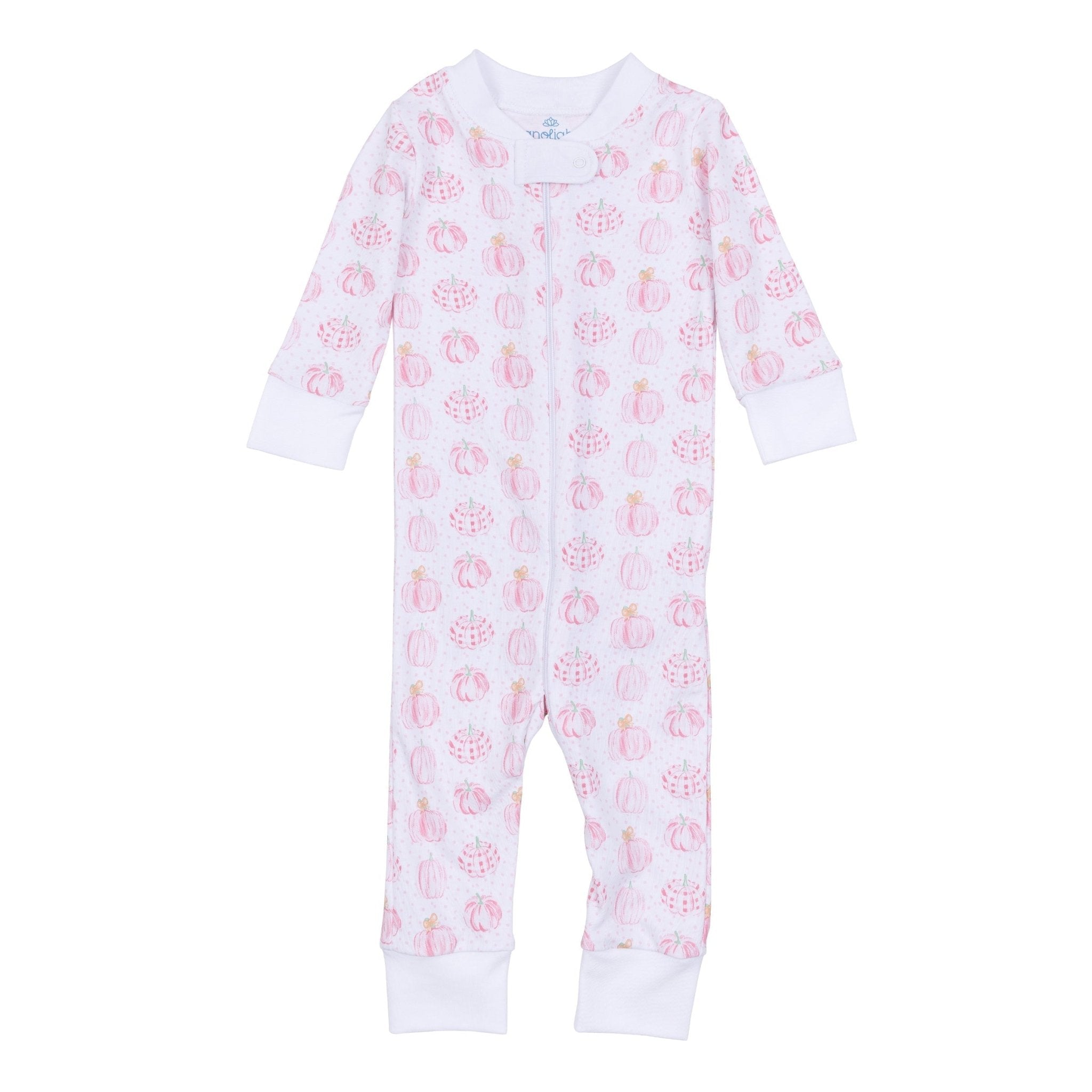 Precious Pumpkins Zip Pajamas - Pink - Magnolia BabyZipper Pajamas