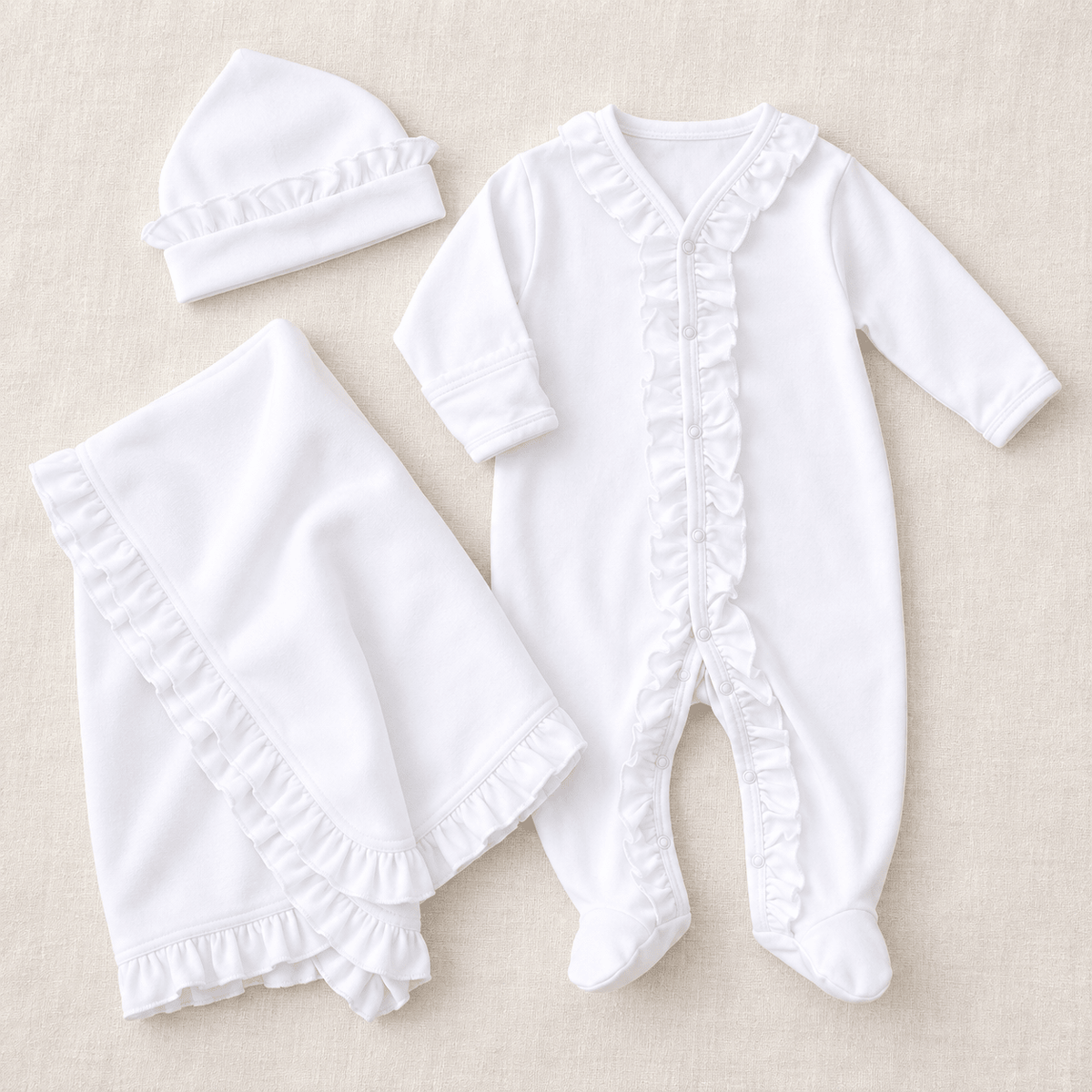 Magnolia Baby_Preemie Baby Girl White Ruffle Footie Set_2