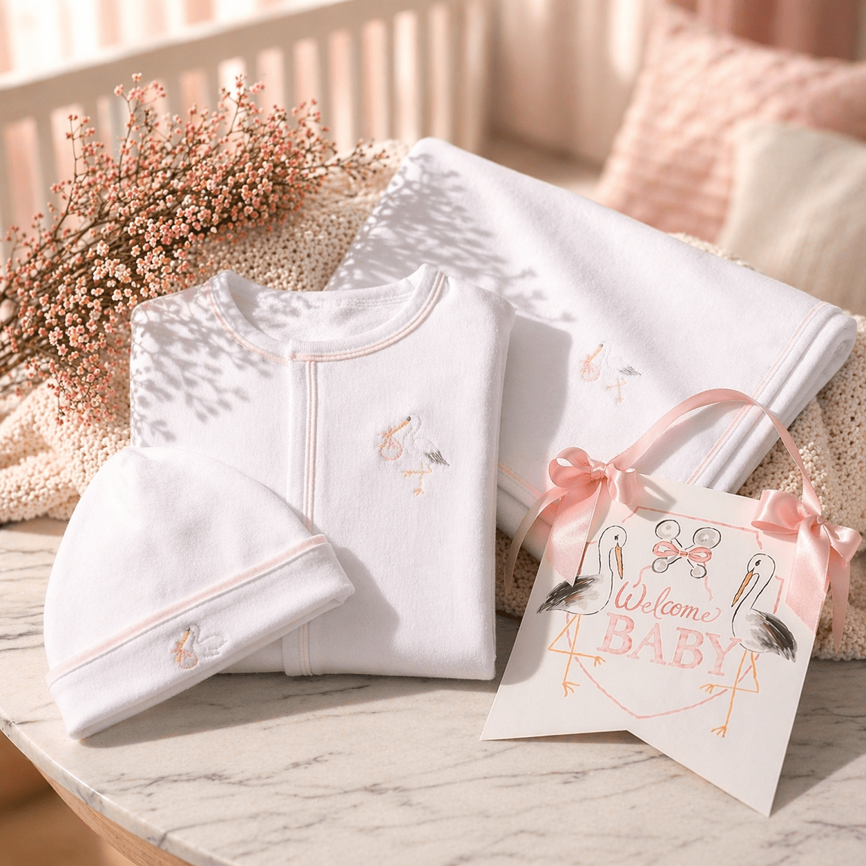 Premium Baby Girl Vintage Stork Footie Gift Set - Magnolia BabyBaby Gift Set