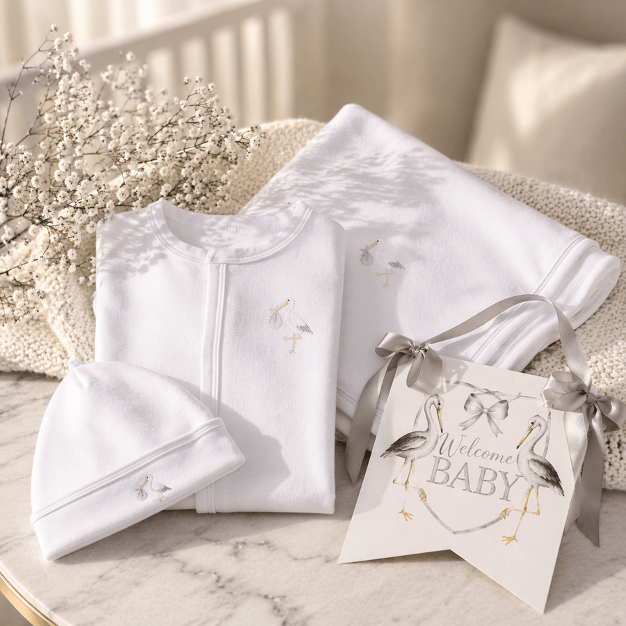 Premium Newborn Baby Vintage Stork Footie Gift Set - Magnolia BabyBaby Gift Set