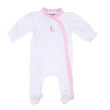  Princess Swan Pink Embroidered Cross Ruffle Footie - Magnolia BabyFootie