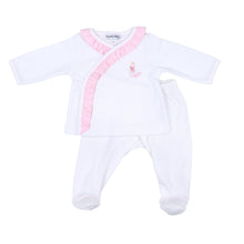  Princess Swan Pink Embroidered Ruffle X-Tee Footed Pant Set - Magnolia Baby2pc Pant Set