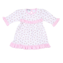  Princess Swan Pink Printed Ruffle Long Sleeve Dress Set - Magnolia BabyDress