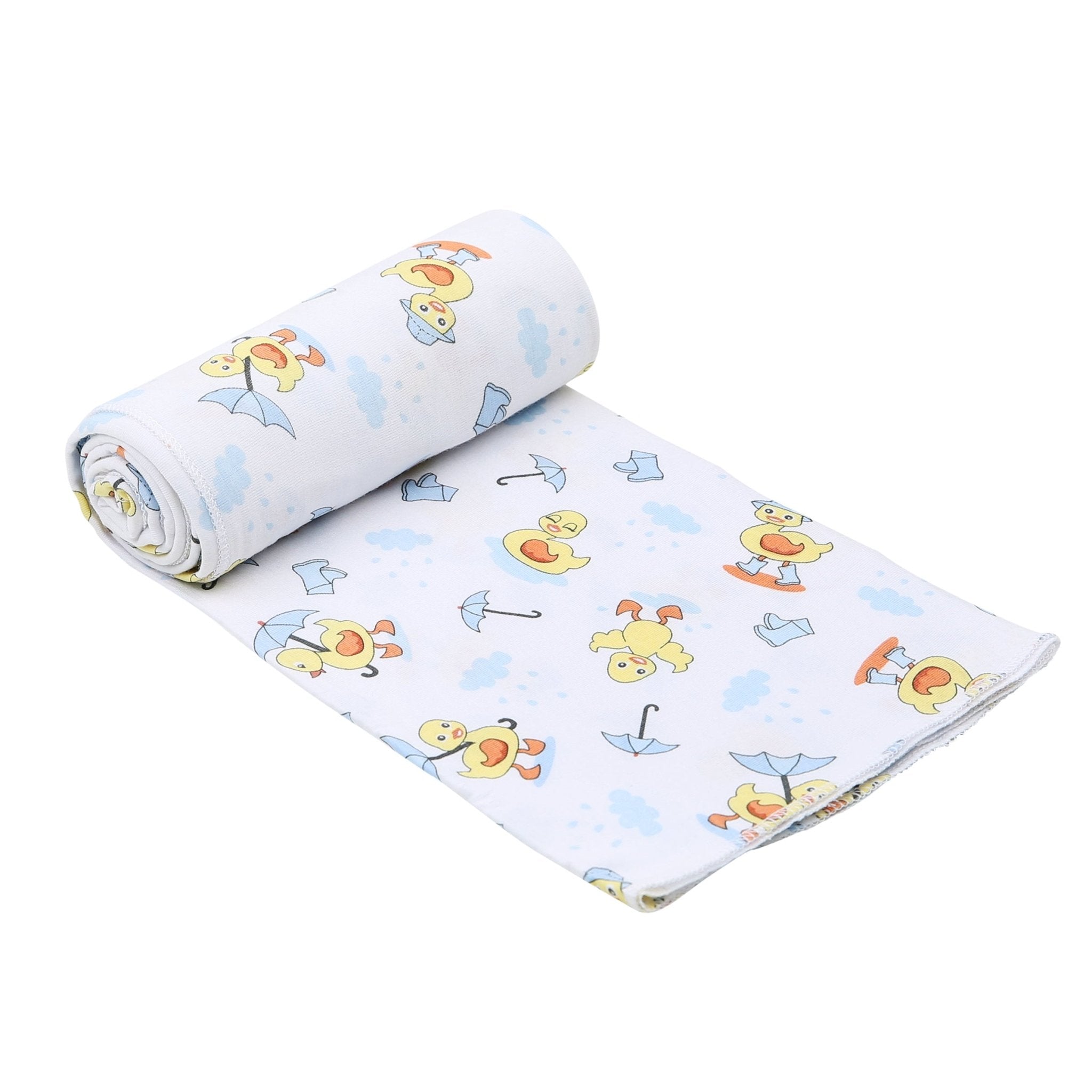Puddleducks Blue Print Swaddle Blanket - Magnolia BabySwaddle Blanket