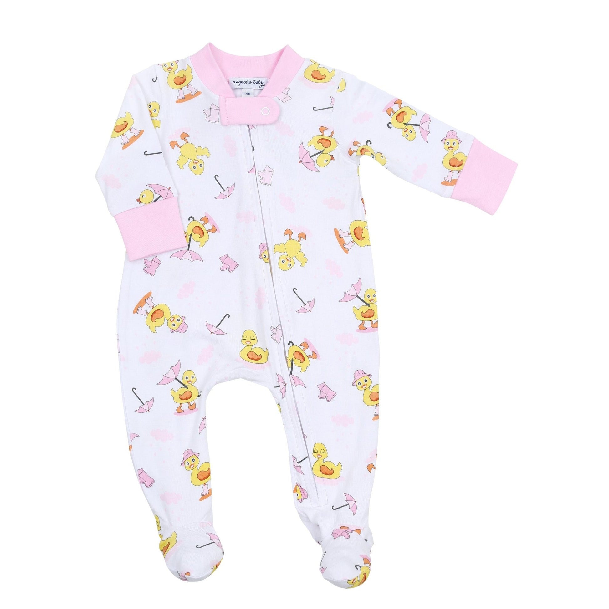 Puddleducks Pink Zip Footie - Magnolia BabyFootie