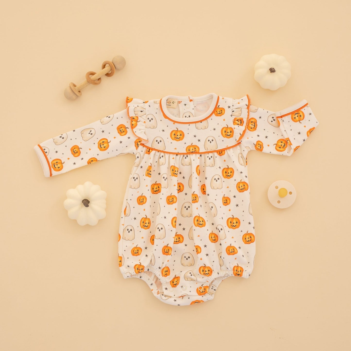 Luna and Arlo_Pumpkin and Boo Long Sleeve Girl Bubble_3