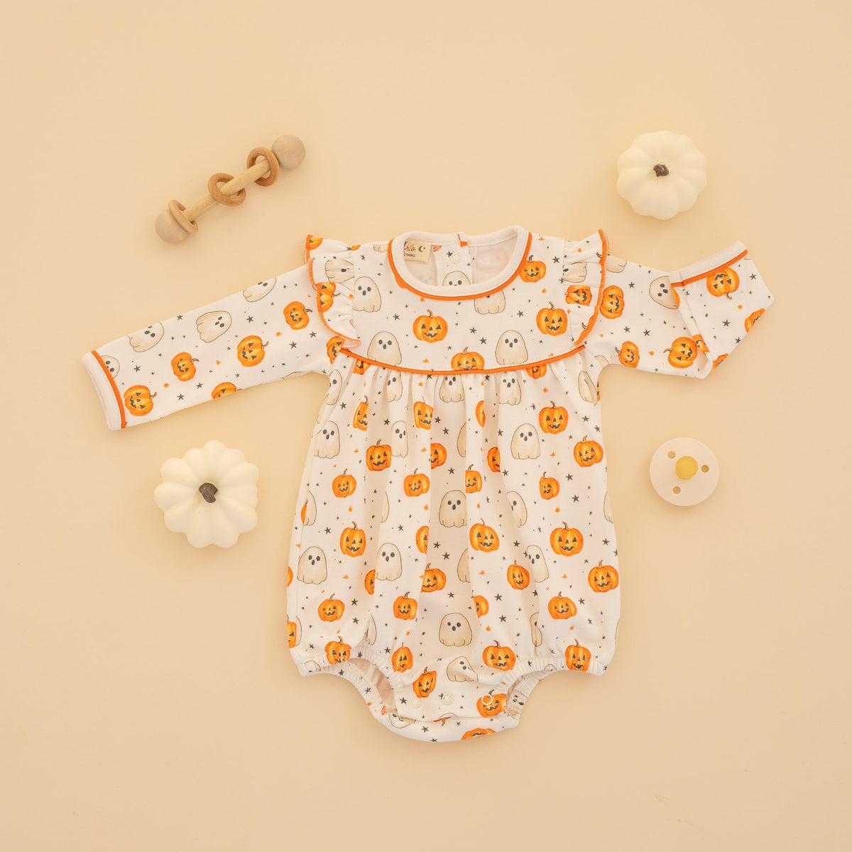 Luna and Arlo_Pumpkin and Boo Long Sleeve Girl Bubble_3