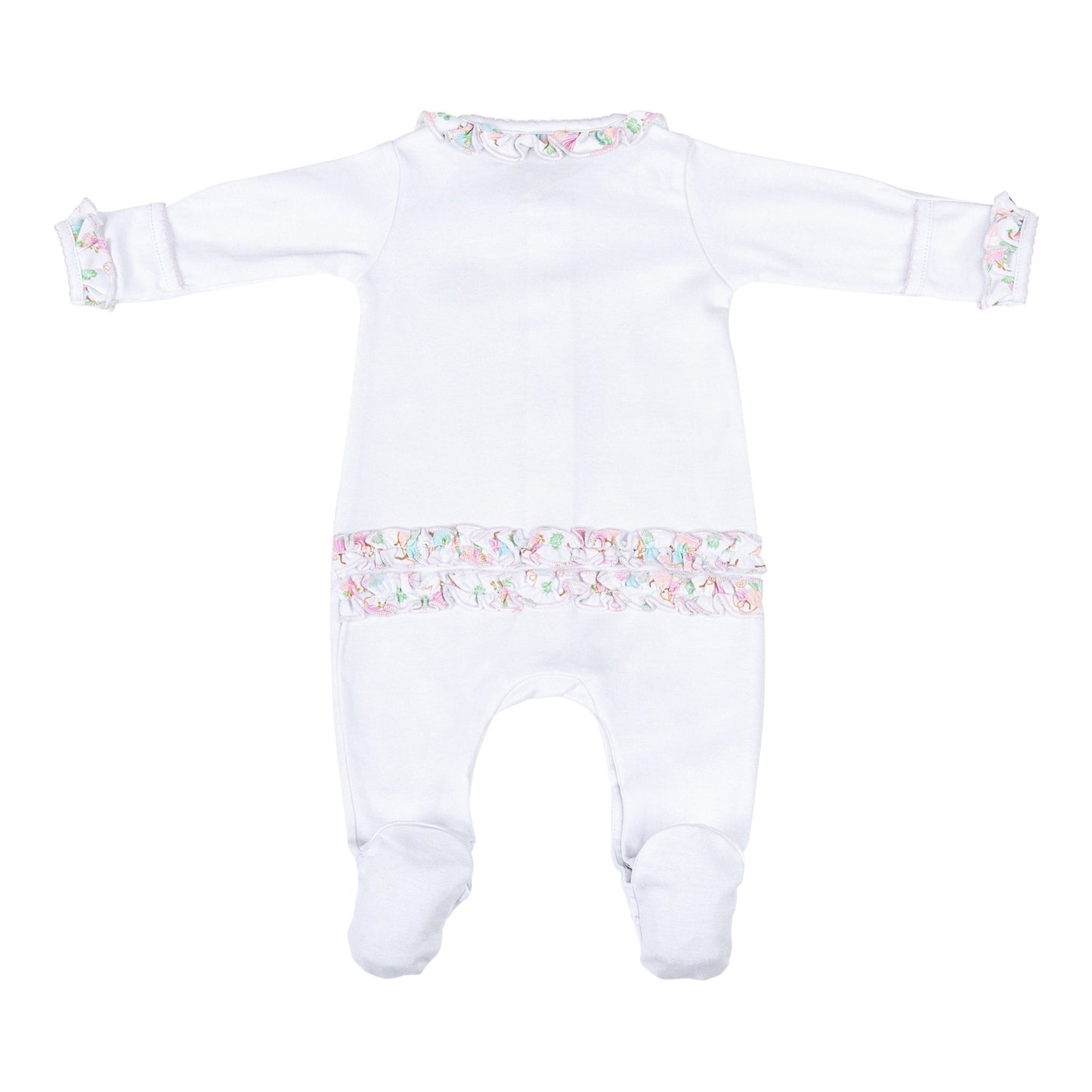 Pumpkin Blush Embroidered Ruffle Footie - Magnolia BabyFootie