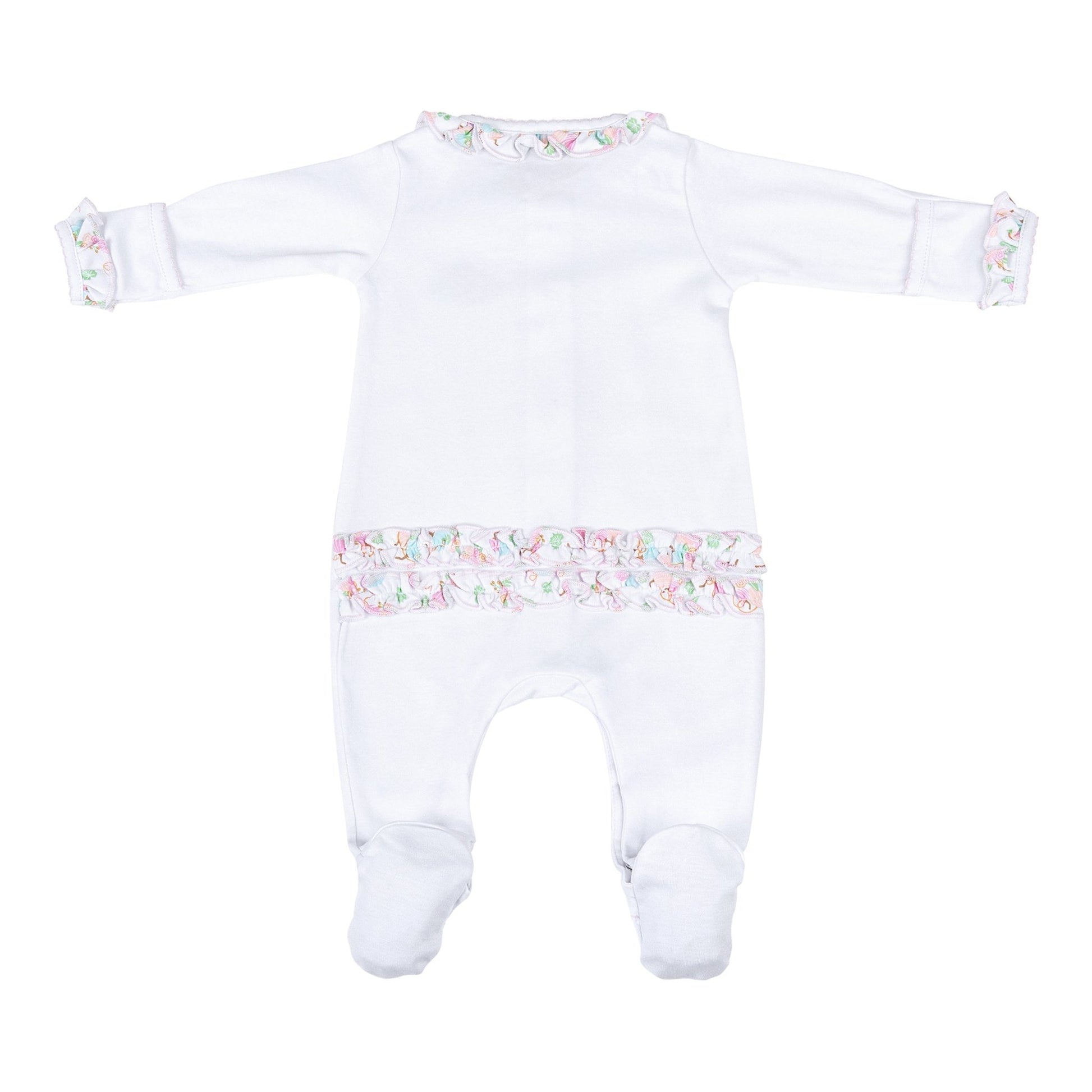 Pumpkin Blush Embroidered Ruffle Footie - Magnolia BabyFootie