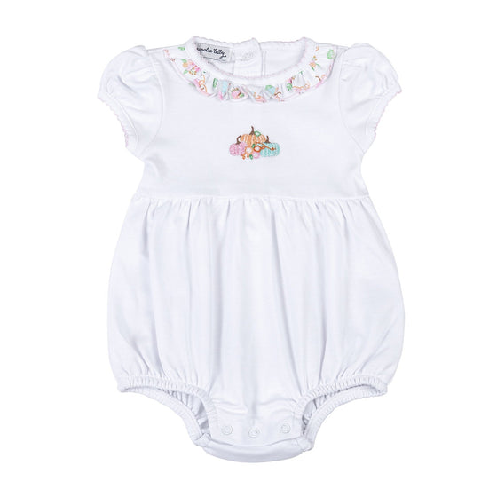 Pumpkin Blush Embroidered Short Sleeve Bubble - Magnolia BabyBubble