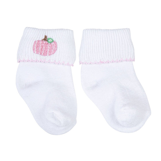 Pumpkin Blush Embroidered Socks - Magnolia BabySocks