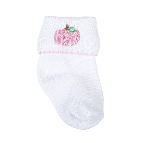 Pumpkin Blush Embroidered Socks - Magnolia BabySocks