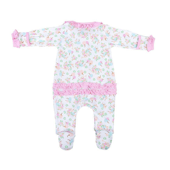 Pumpkin Blush Print Ruffle Footie - Magnolia BabyFootie