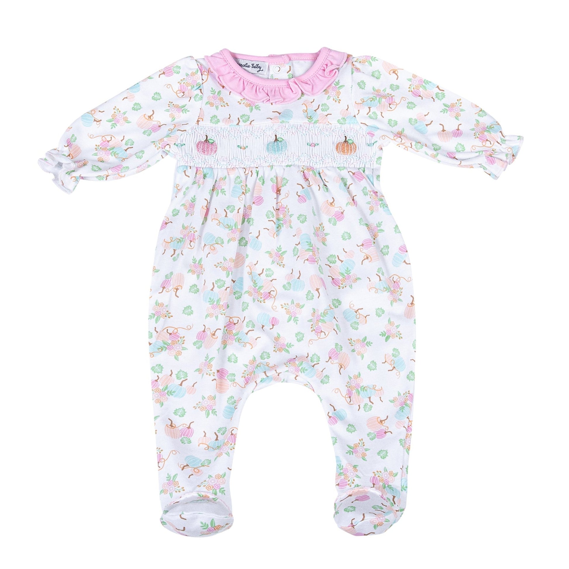 Pumpkin Blush Smocked Footie - Magnolia BabyFootie