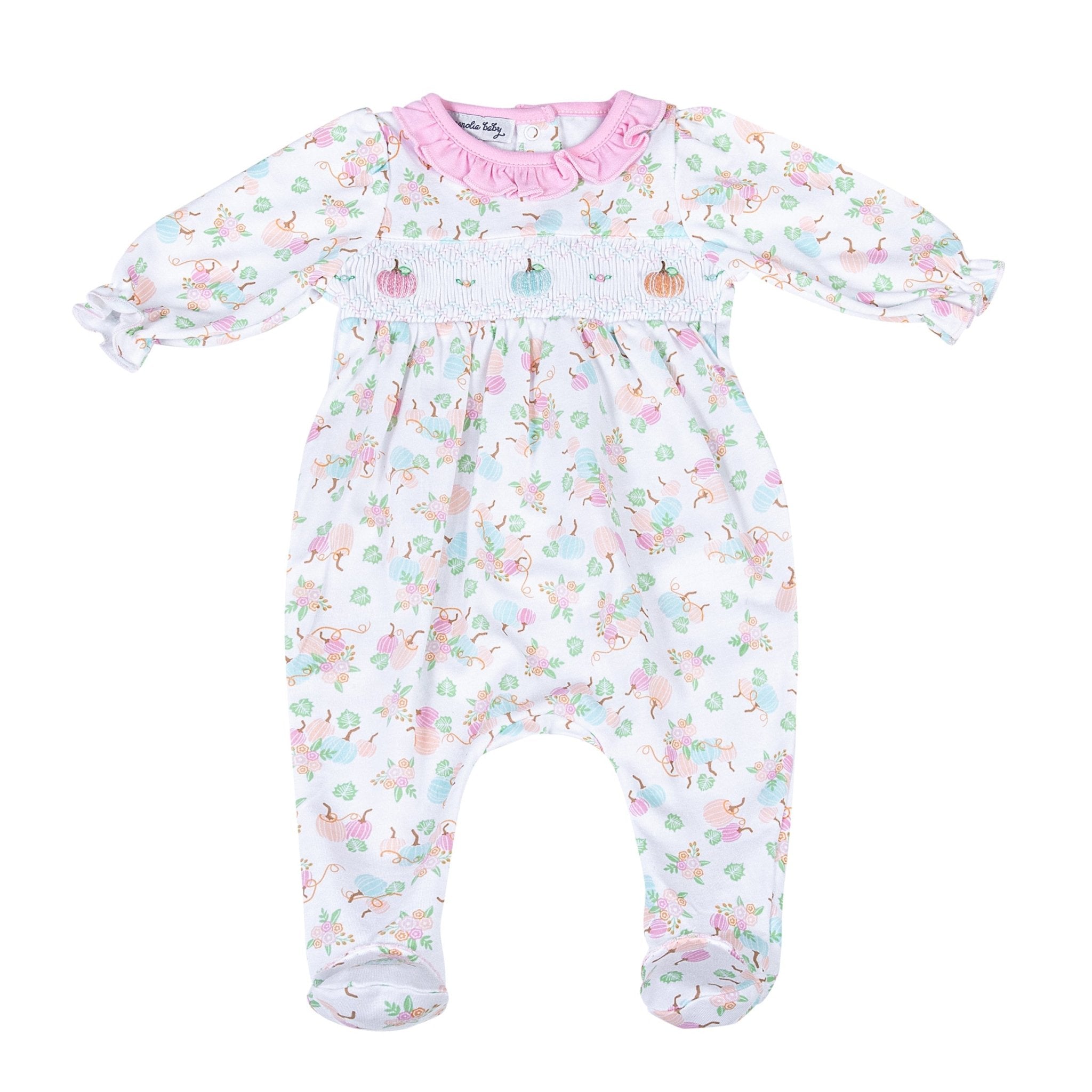 Pumpkin Blush Smocked Footie - Magnolia BabyFootie