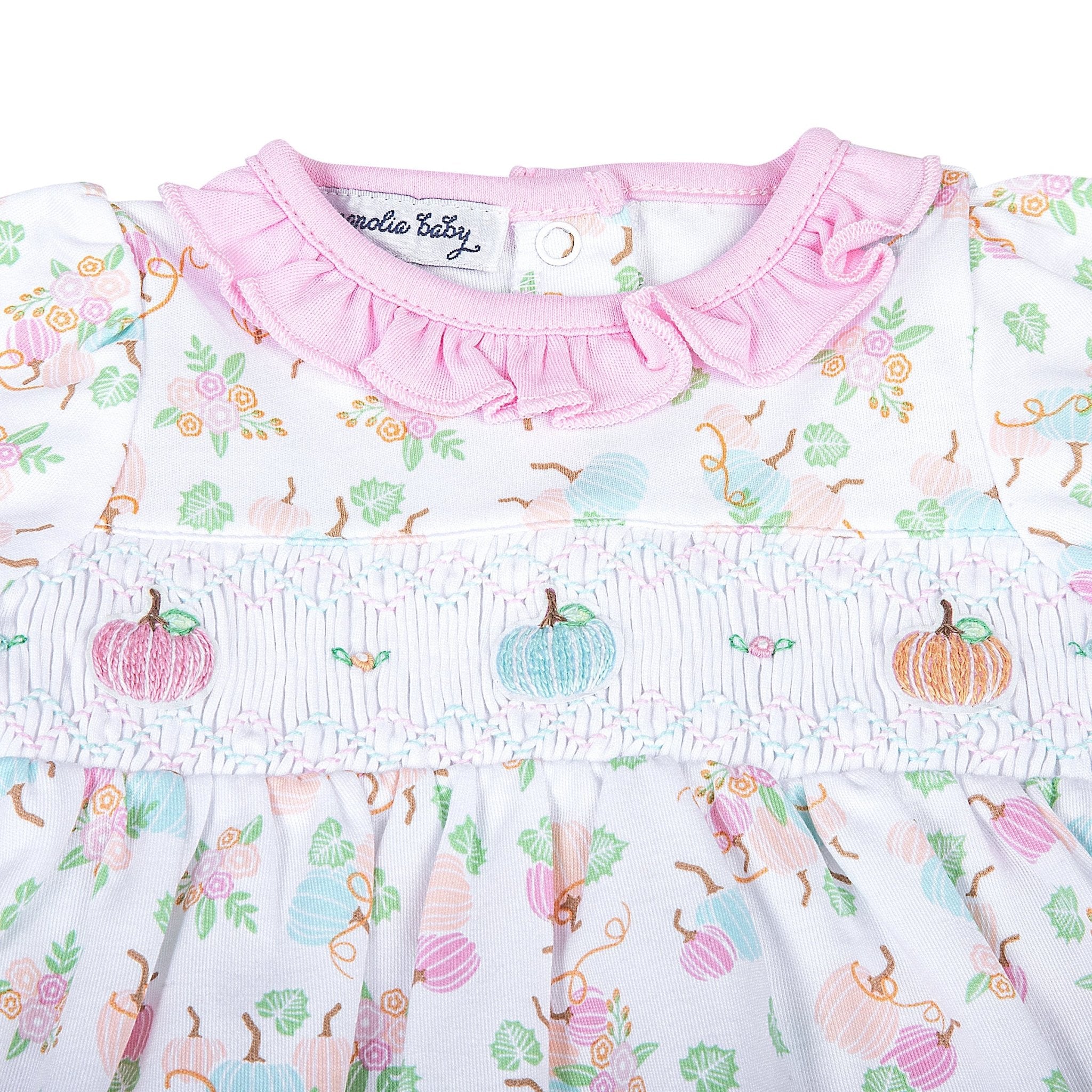 Pumpkin Blush Smocked Footie - Magnolia BabyFootie