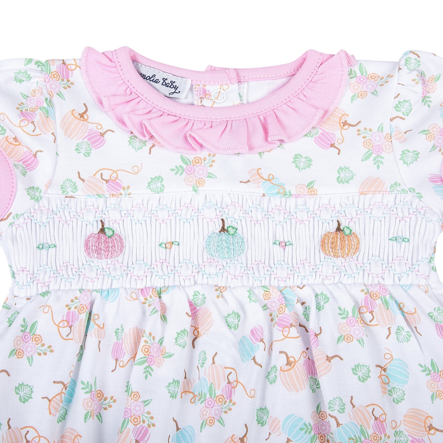 Pumpkin Blush Smocked Short Sleeve Bubble - Magnolia BabyBubble