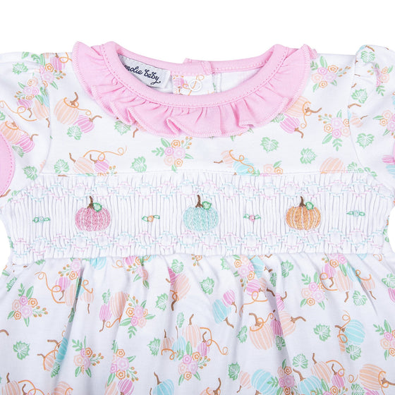 Pumpkin Blush Smocked Short Sleeve Bubble - Magnolia BabyBubble