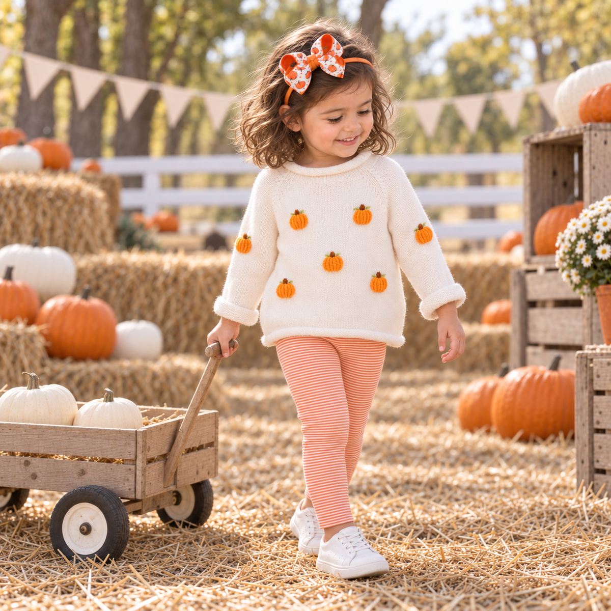 Girl Playwear Set - Pumpkin Grove Rollneck Sweater & Leggings