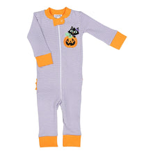  Pumpkin Kitty Applique Ruffle Zip Pajamas - Magnolia BabyZipper Pajamas